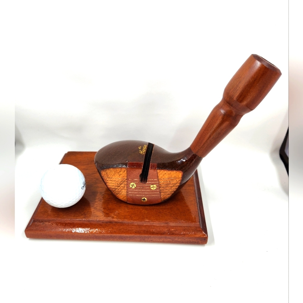 Vintage BURKE BTN Signature Golf CLUB business Card & Pen Holder desk Office